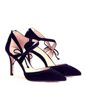 Ann Taylor Bryn Pumps Bow Ankle Strap Suede